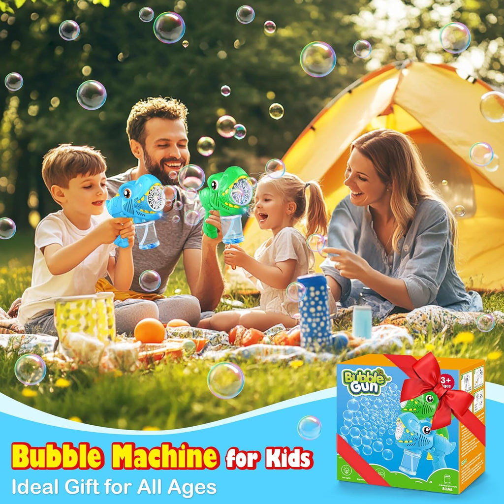 Dinosaur Bubble Machine Electric Bubble Gun with Light Fully Automatic Bubble Gun Automatic Soap Blower Outdoor Game Toy
